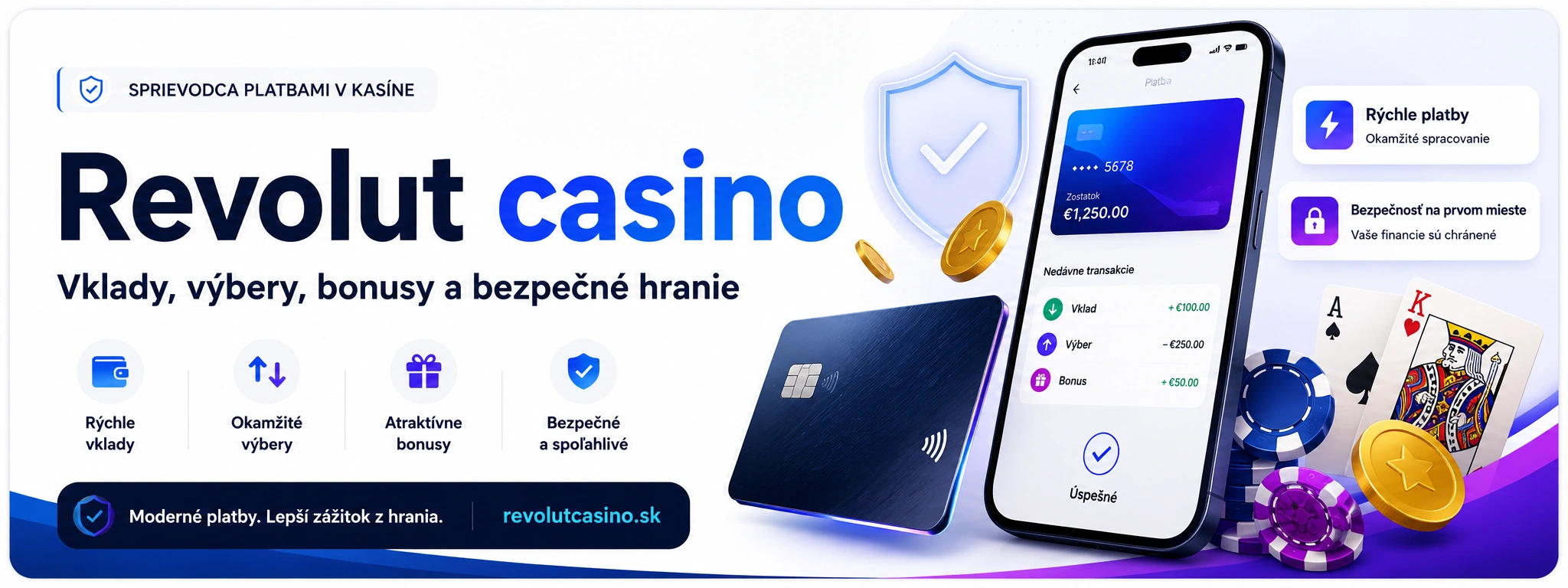 Prehľad vkladov, výberov a bonusov v Revolut kasíne