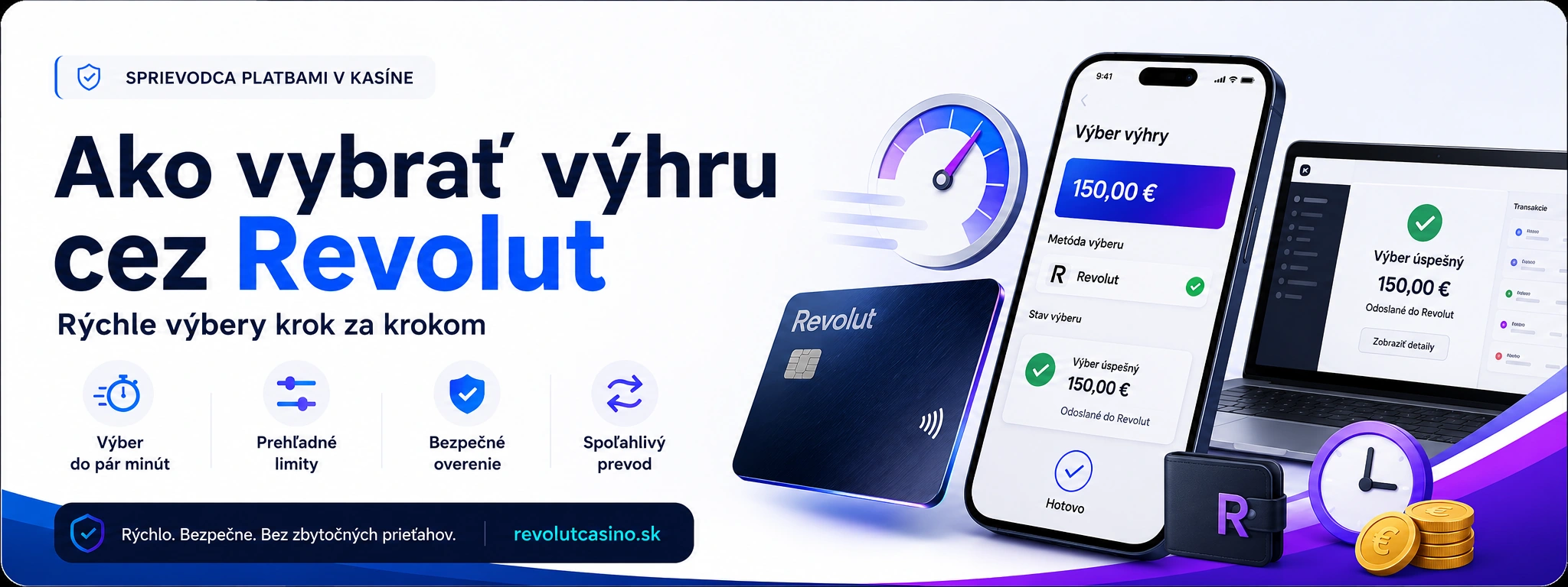Výber výhry z kasína na Revolut kartu a IBAN